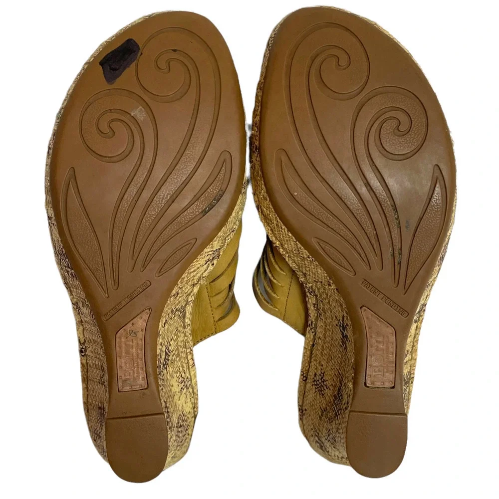 🍀 BORN ‘Drilles Tan Braided Leather Espadrille Wedge Sandals Women’s Size 9